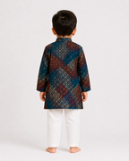 Boys Printed Cotton Blend Kurta Pyjama Set for Kids