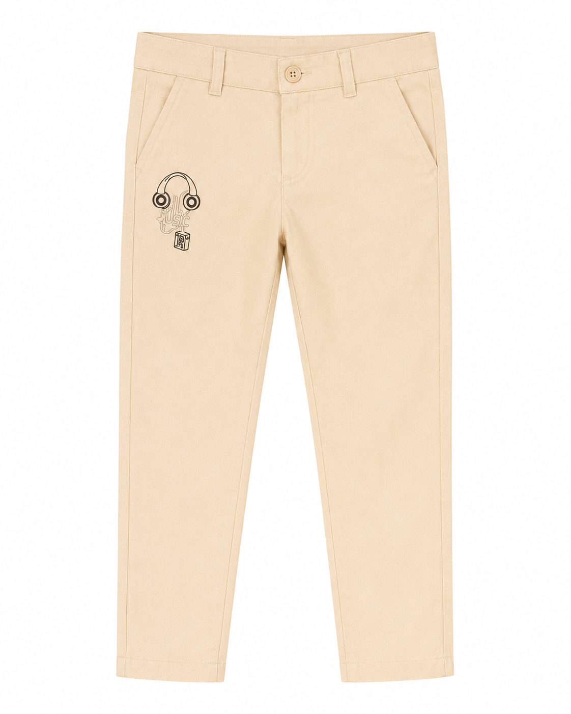 Boys Wine Embroidered Shirt & Beige Trouser Set