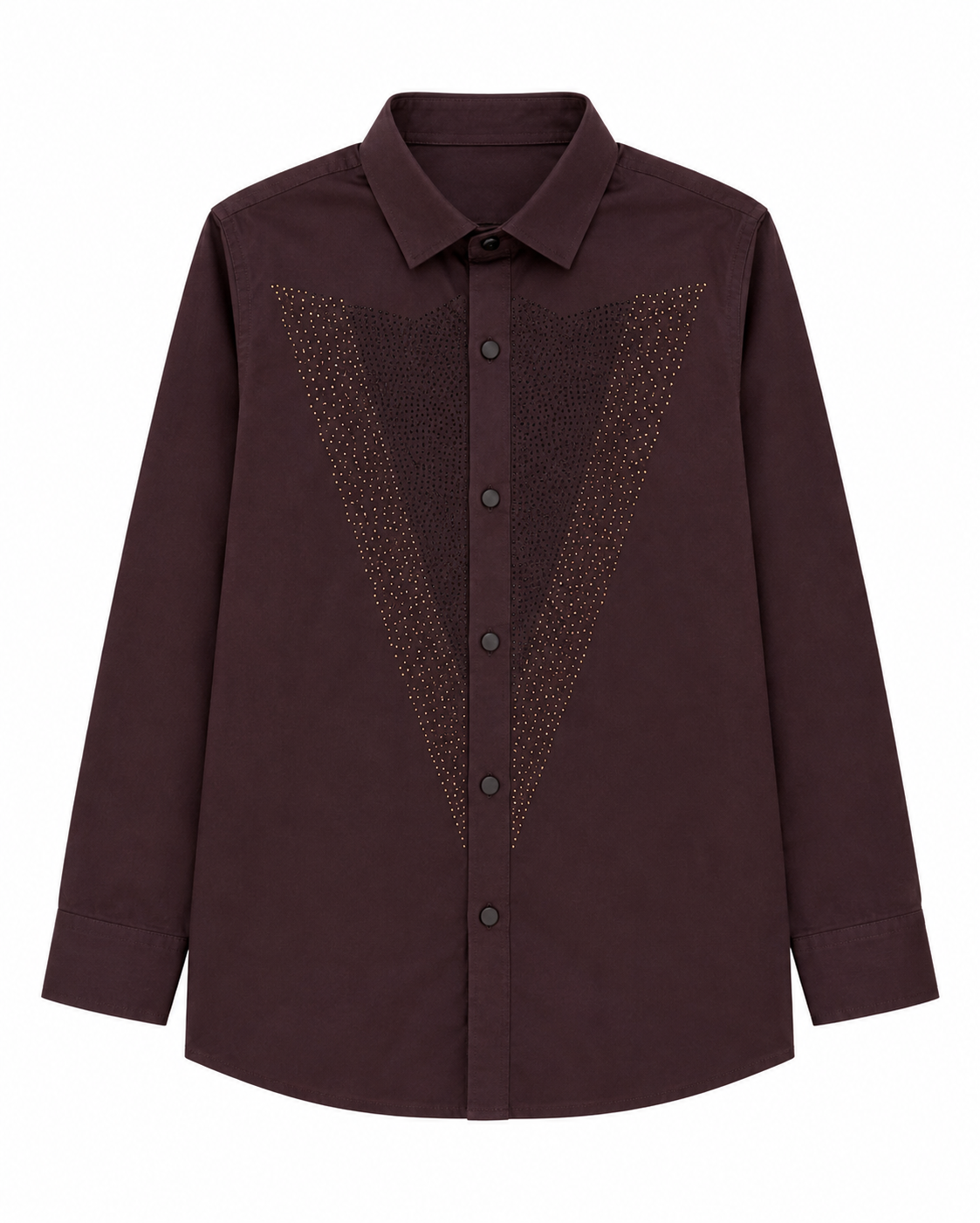 Boys Wine Embroidered Shirt & Beige Trouser Set