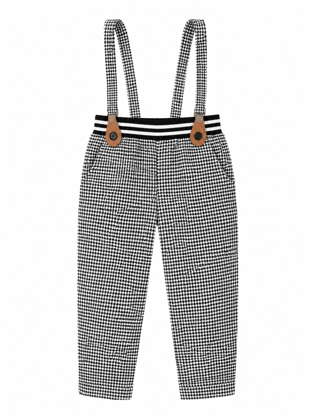 Boys Houndstooth Party Set – Tee, Trousers, Suspenders, Bow Tie & Cap