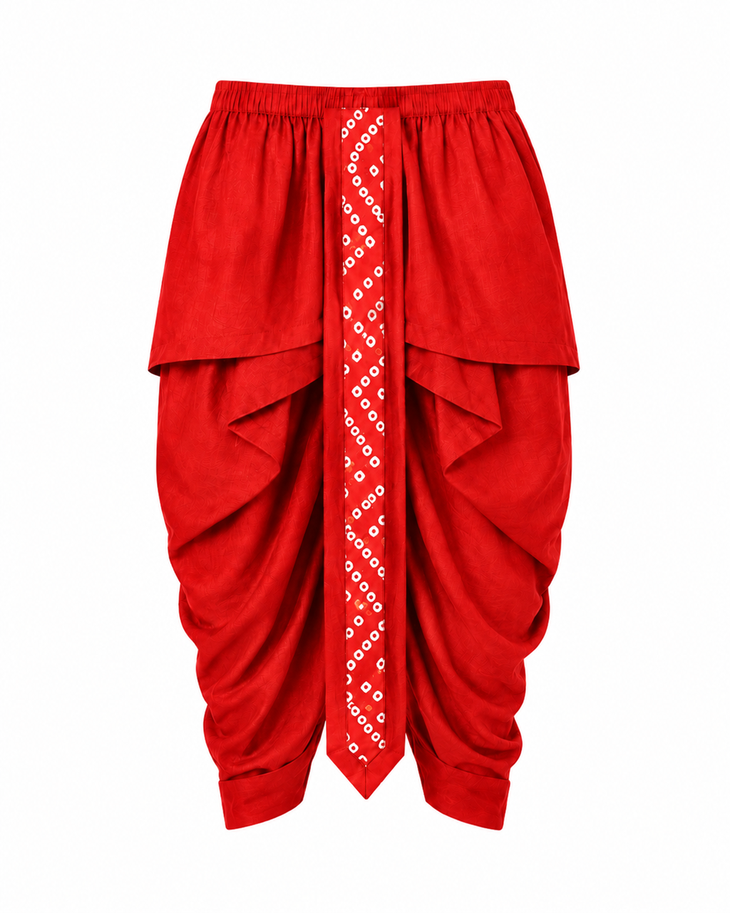 Boys Red Bandhani Print Kurta Dhoti Set