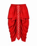 Boys Red Bandhani Print Kurta Dhoti Set