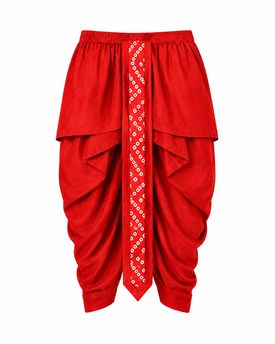Boys Red Bandhani Print Kurta Dhoti Set