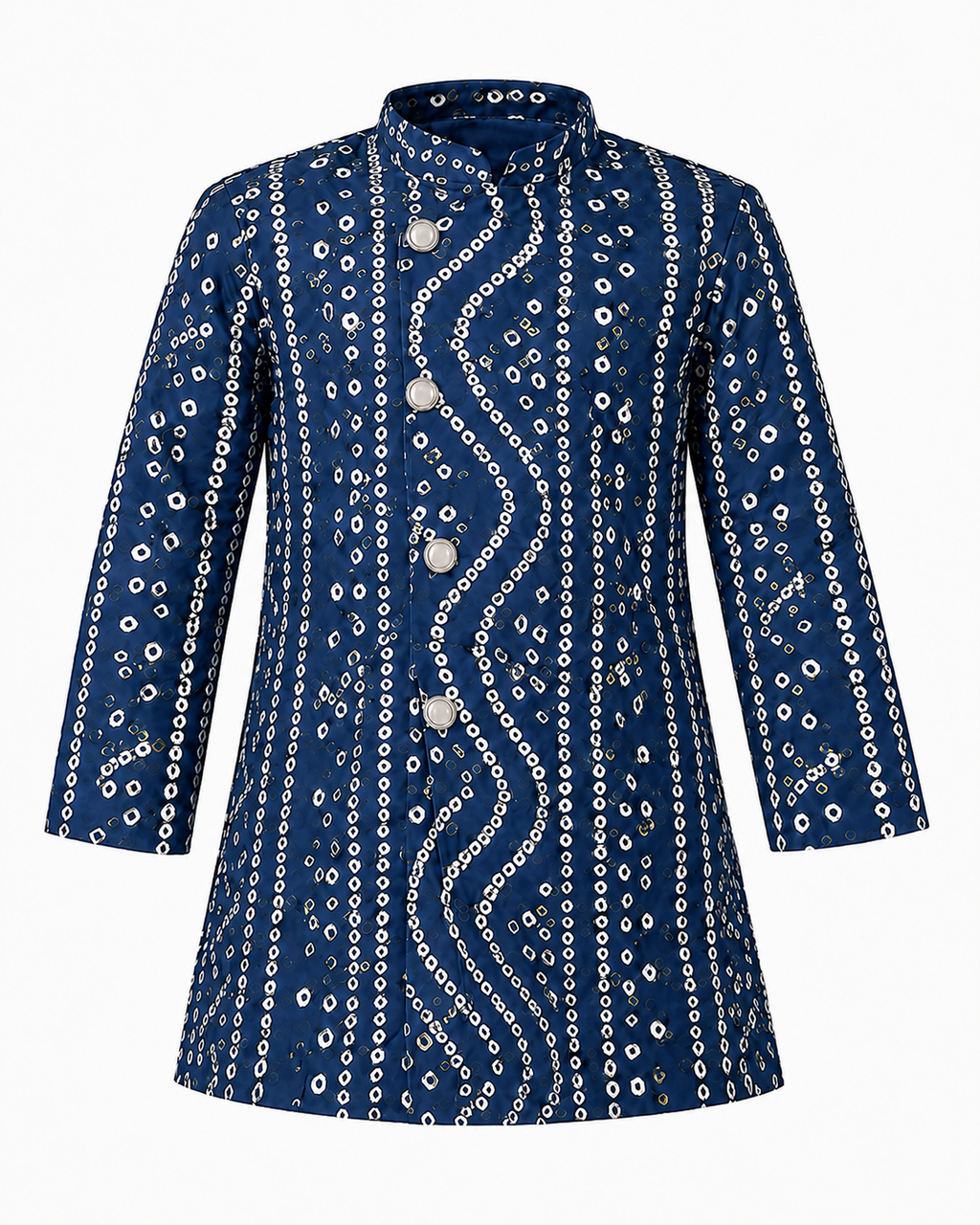 Boys Blue Bandhani Print Kurta Dhoti Set