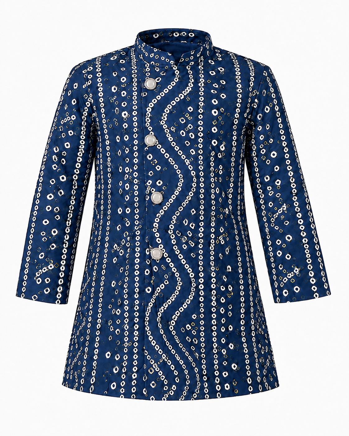 Boys Blue Bandhani Print Kurta Dhoti Set