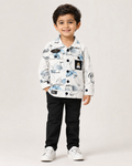 Boys Printed Cotton Blend Kurta Pyjama Set for Kids