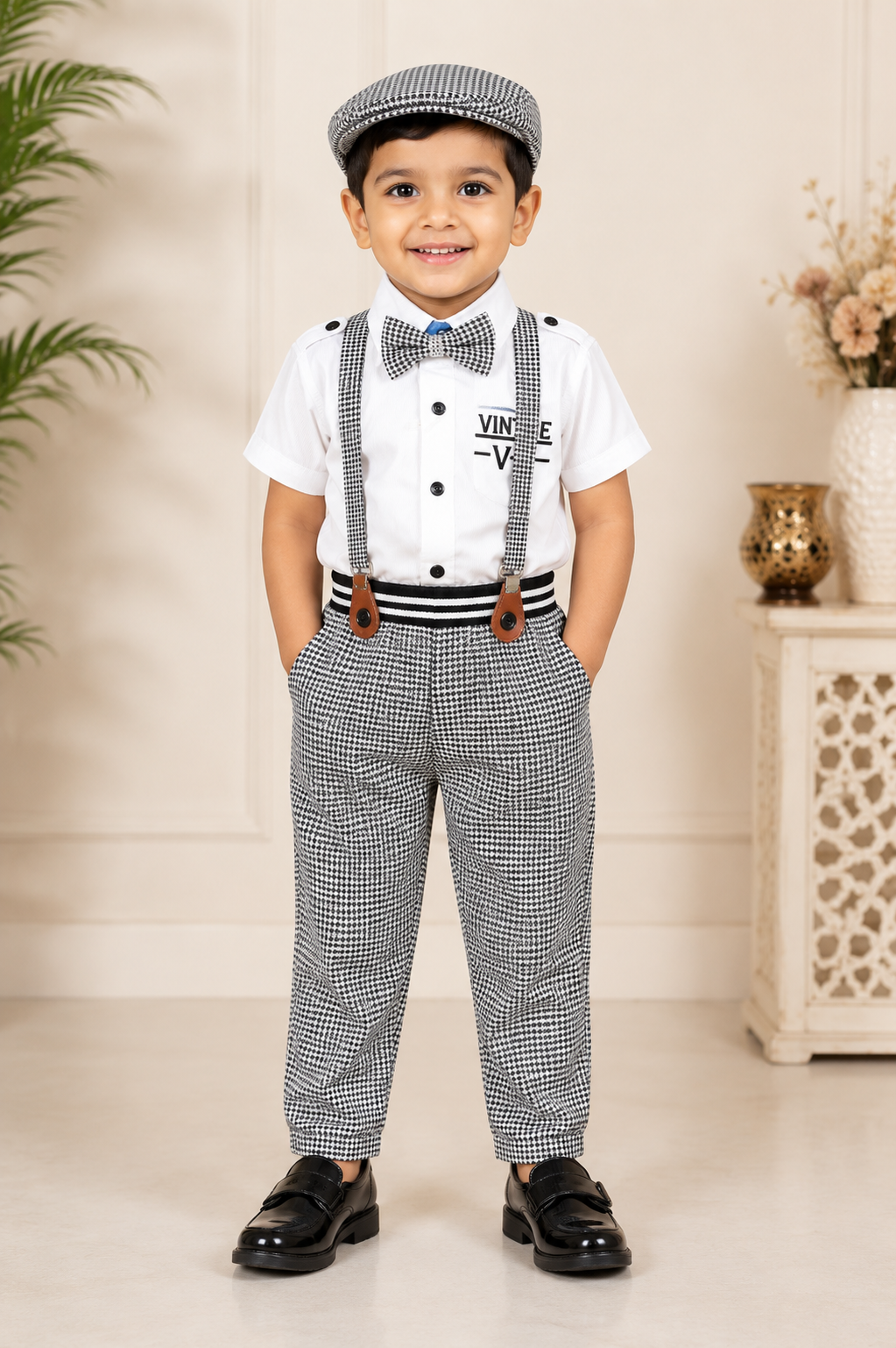 Boys Printed Cotton Blend Kurta Pyjama Set for Kids