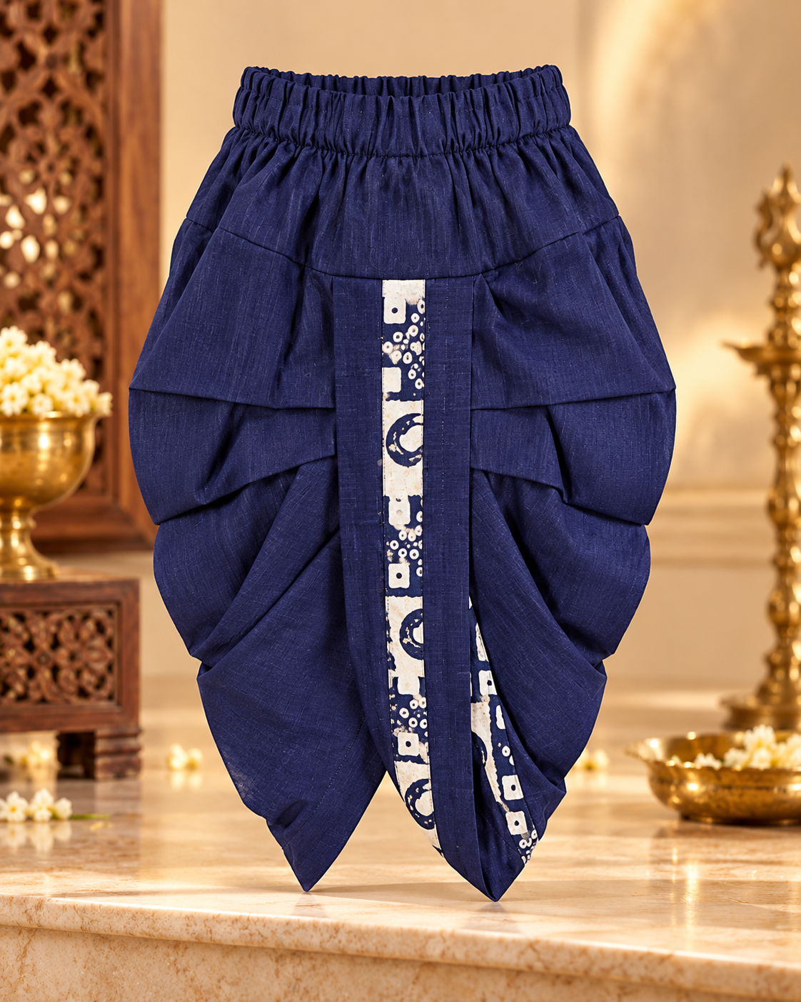 Boys Blue Bandhani New Print Kurta Dhoti Set