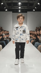 Boys Blue Doodle Print Shirt & Black Trouser Set