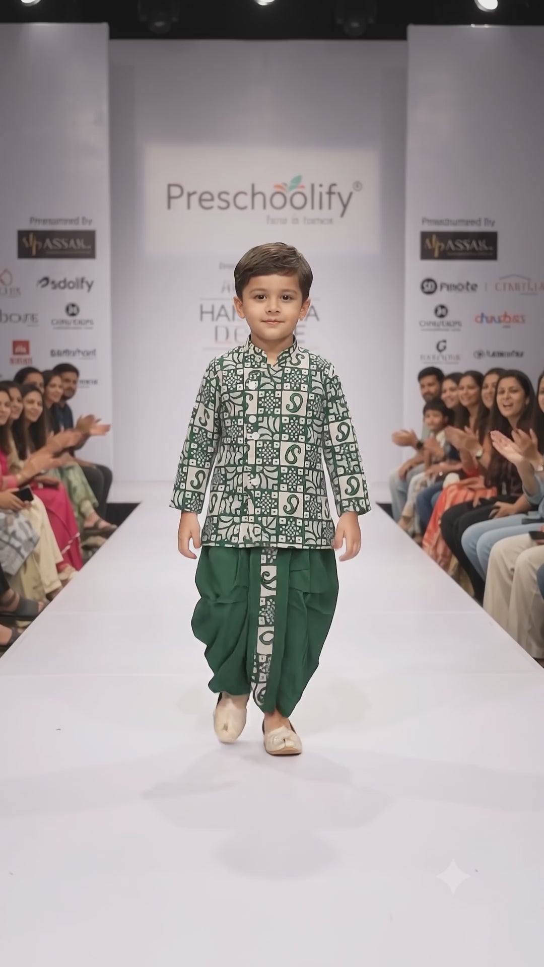 Boys Green Bandhani Print Kurta Dhoti Set