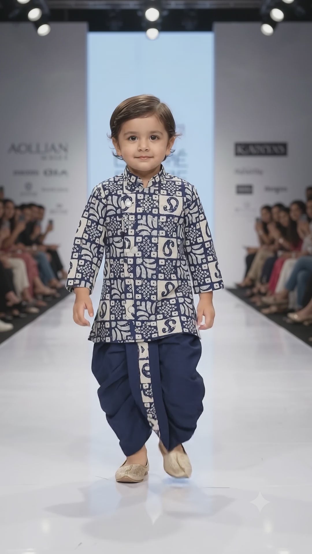 Boys Blue Bandhani New Print Kurta Dhoti Set