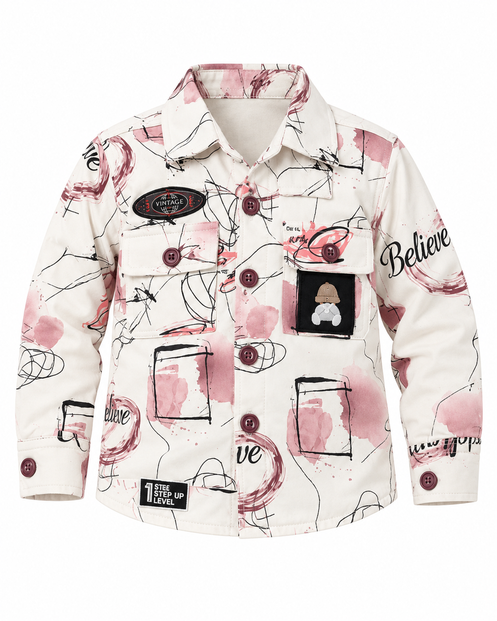Boys Red Doodle Print Shirt & Trouser Set