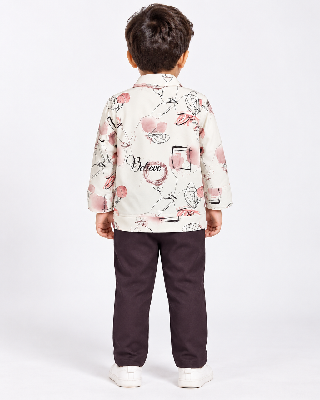 Boys Red Doodle Print Shirt & Trouser Set