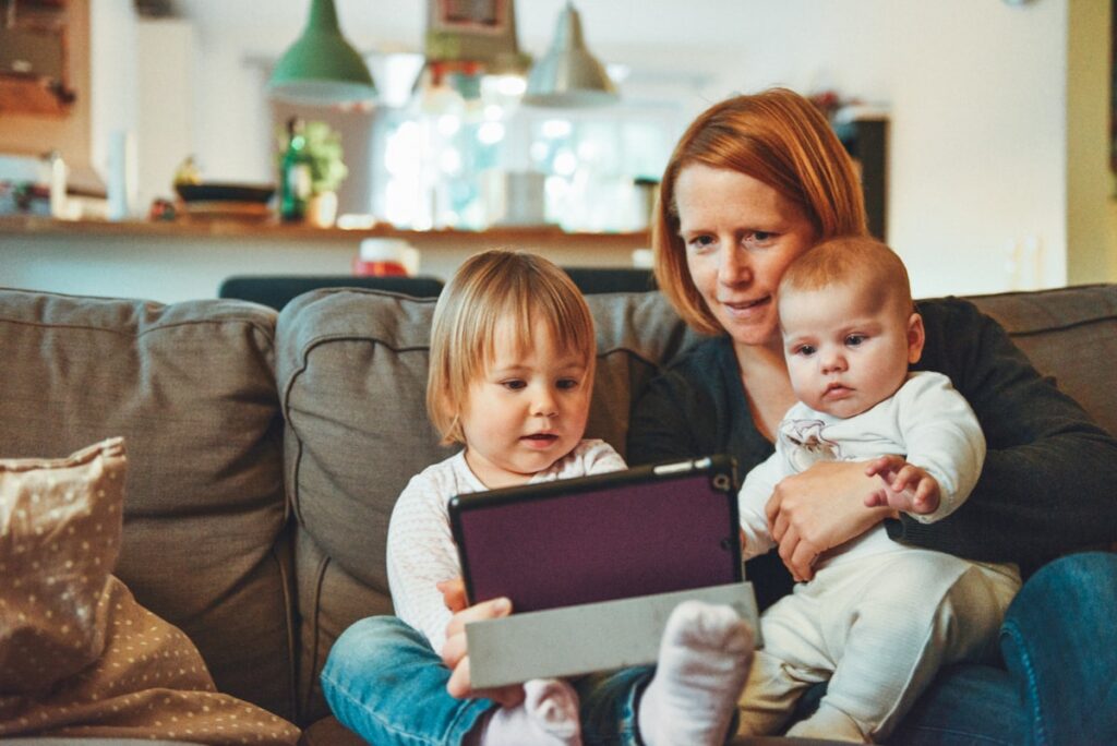 Mother and toddler learning together