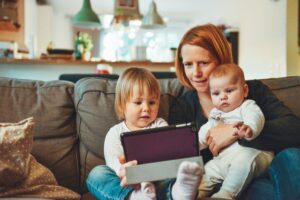 Mother and toddler learning together